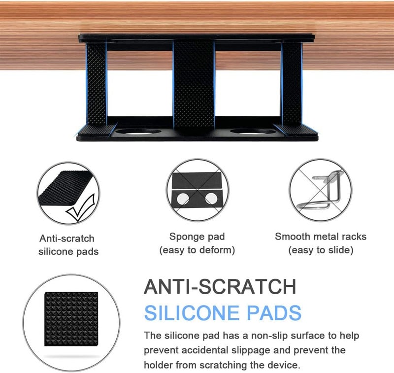 IFCASE Under Desk Laptop Mount with Adhesive & Screw in, Hard Aluminum Under Desk Shelf Holder for Laptop, Mac mini, MacBook, Keyboard with Anti-Scratch Silicone (Black) - Image 4
